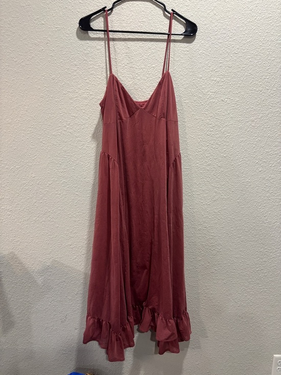 Future Collective Dresses & Skirts - Ruffle-Hem Slip Midi Dress in Dusty Rose